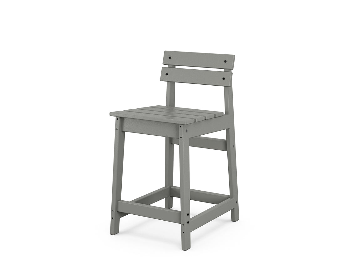 POLYWOOD Modern Studio Plaza Lowback Counter Chair in Slate Grey