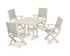 POLYWOOD Coastal Folding Chair 5-Piece Farmhouse Dining Set in Sand / Birch