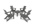 POLYWOOD Quattro Folding Chair 5-Piece Conversation Set in Slate Grey