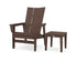 POLYWOOD Modern Grand Upright Adirondack Chair with Side Table in Mahogany