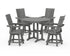 POLYWOOD 5-Piece Modern Swivel Counter Set in Slate Grey