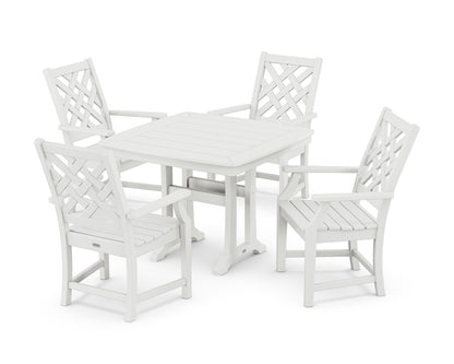 POLYWOOD Wovendale 5-Piece Dining Set with Trestle Legs in White