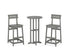 POLYWOOD Modern Studio Plaza Bar Chair 3-Piece Bistro Set in Slate Grey