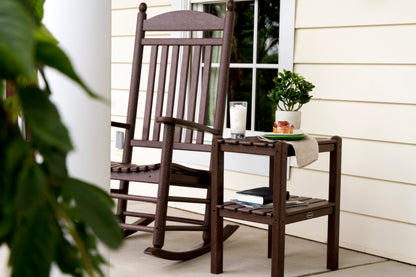 Feature close-up of the POLYWOOD Jefferson Rocking Chair in Mahogany