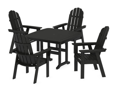 POLYWOOD Vineyard Curveback Adirondack 5-Piece Dining Set - 44" Table in Black