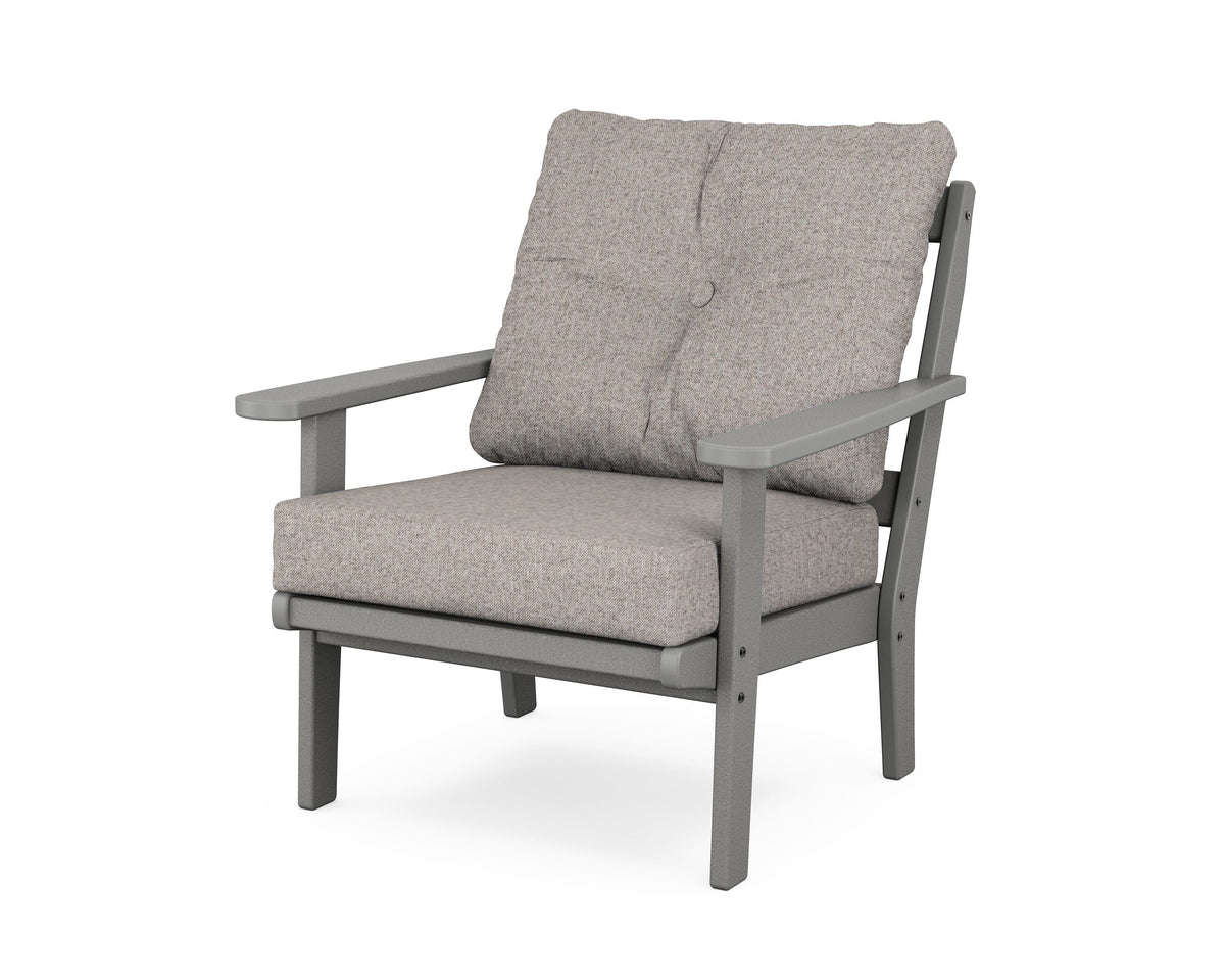 POLYWOOD Mission Deep Seating Chair in Slate Grey / Weathered Tweed