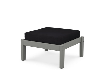 POLYWOOD Deep Seating Ottoman in Slate Grey / Midnight Linen