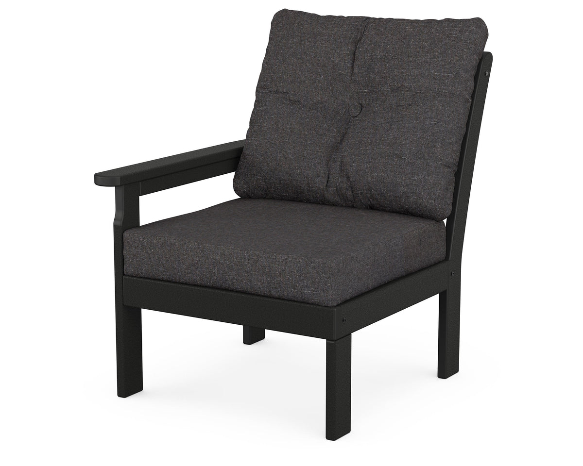 POLYWOOD Vineyard Modular Left Arm Chair in Black / Ash Charcoal