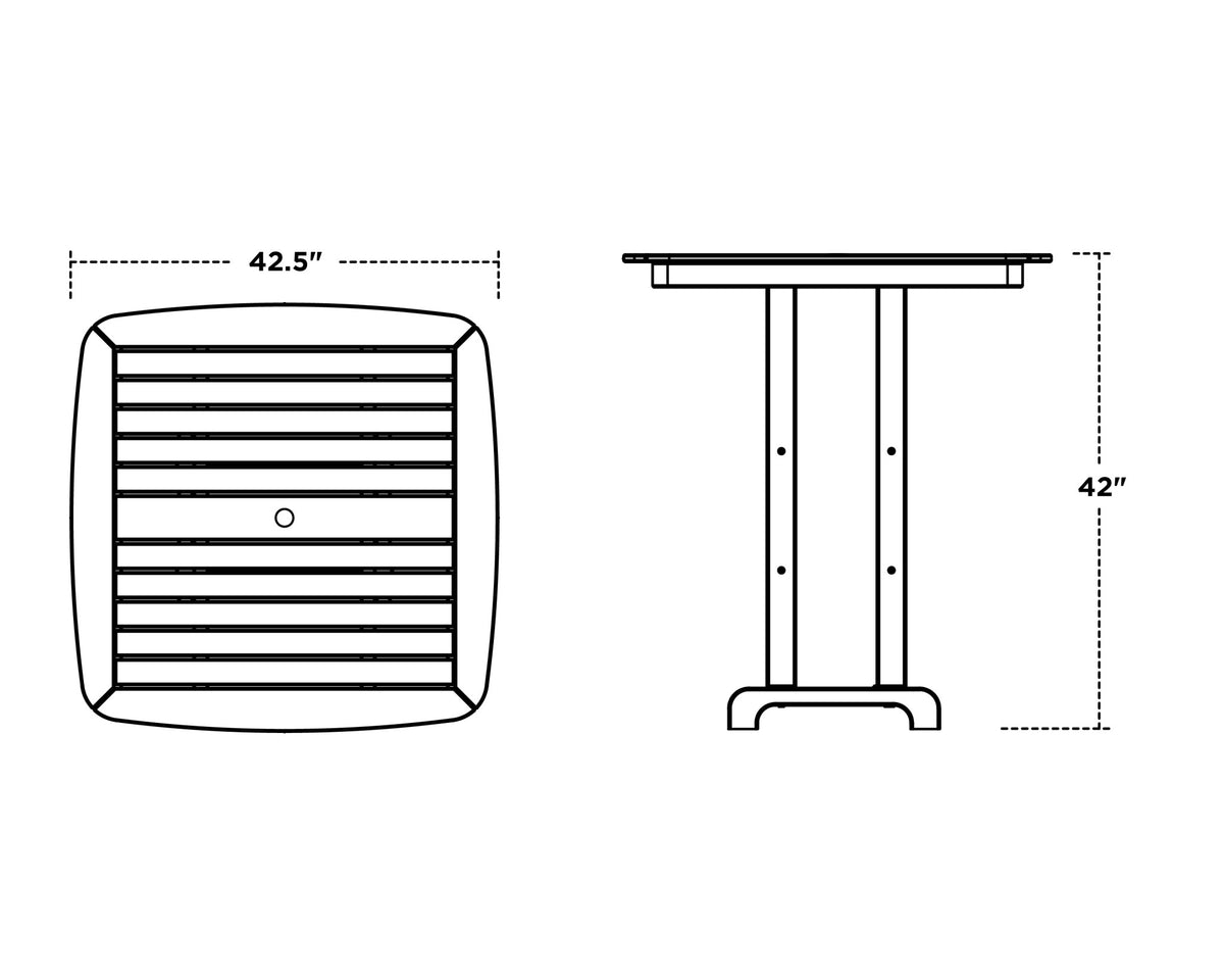 POLYWOOD Nautical 44" Bar Table dimensions