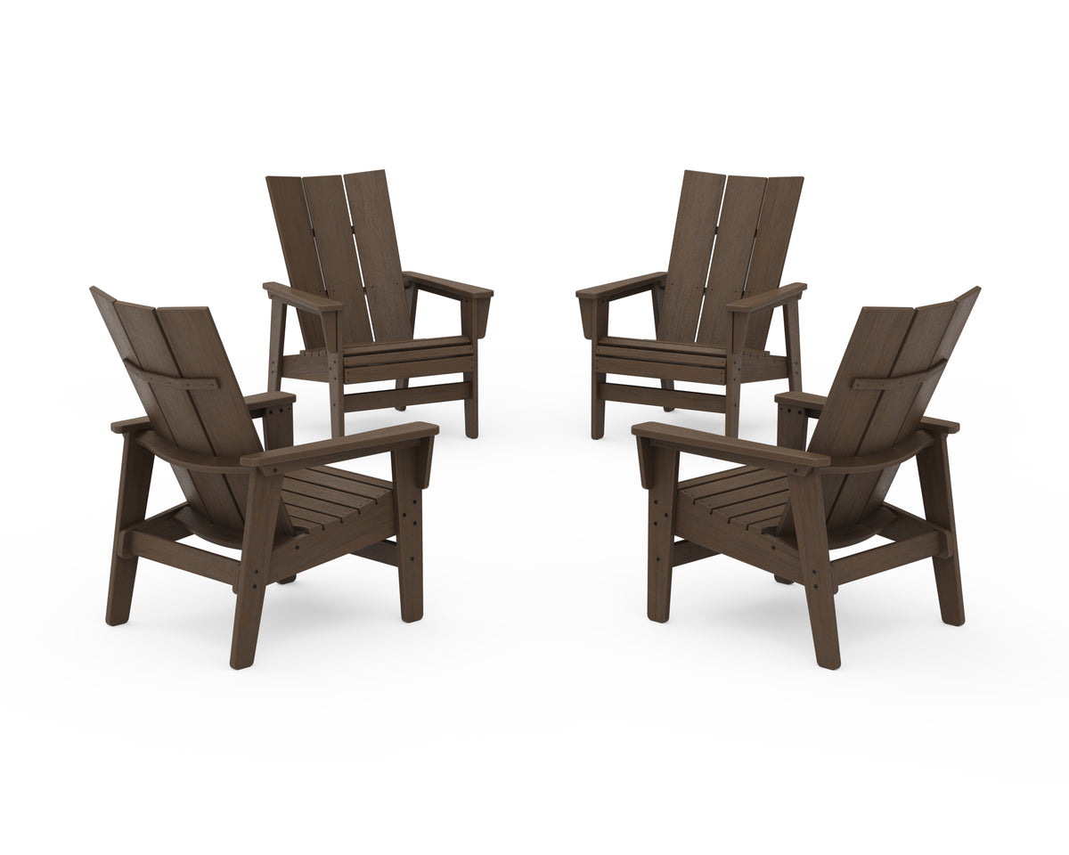 POLYWOOD 4-Piece Modern Grand Upright Adirondack Chair Conversation Set in Kona