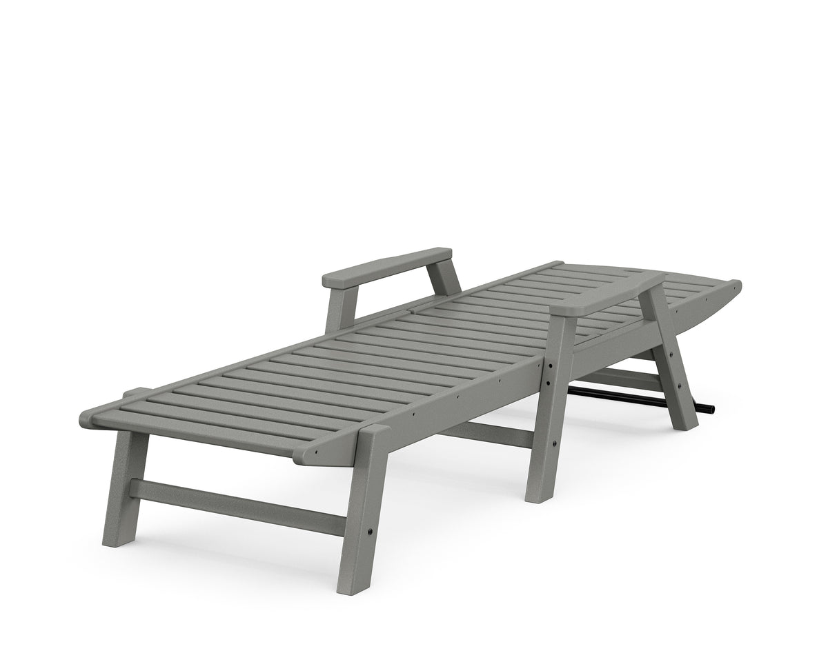 Alternate view of the POLYWOOD Nautical Chaise with Arms in Slate Grey