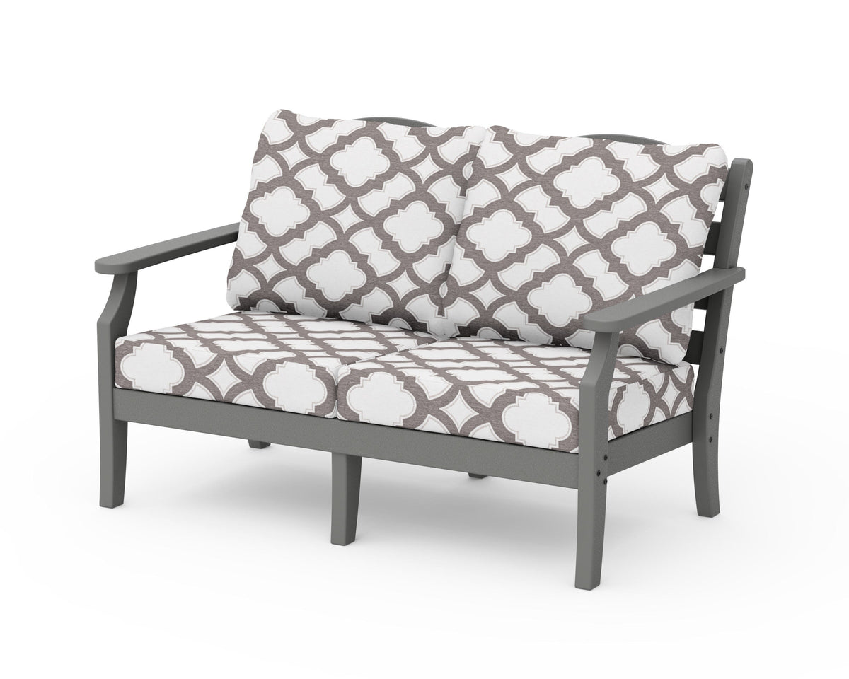 POLYWOOD Savannah Deep Seating Loveseat in Slate Grey / Trellis Grey Mist