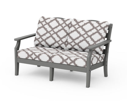 POLYWOOD Savannah Deep Seating Loveseat in Slate Grey / Trellis Grey Mist