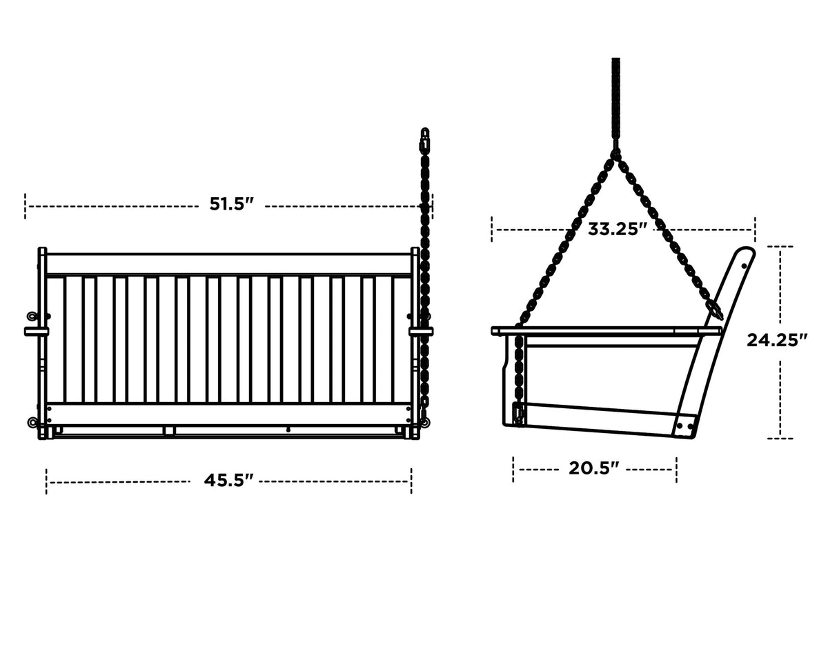 POLYWOOD Vineyard Deep Seating Swing dimensions