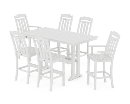 POLYWOOD Cottage 7-Piece Farmhouse Bar Set with Trestle Legs in White