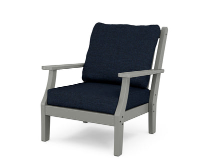 POLYWOOD Wovendale Deep Seating Chair in Slate Grey / Marine Indigo