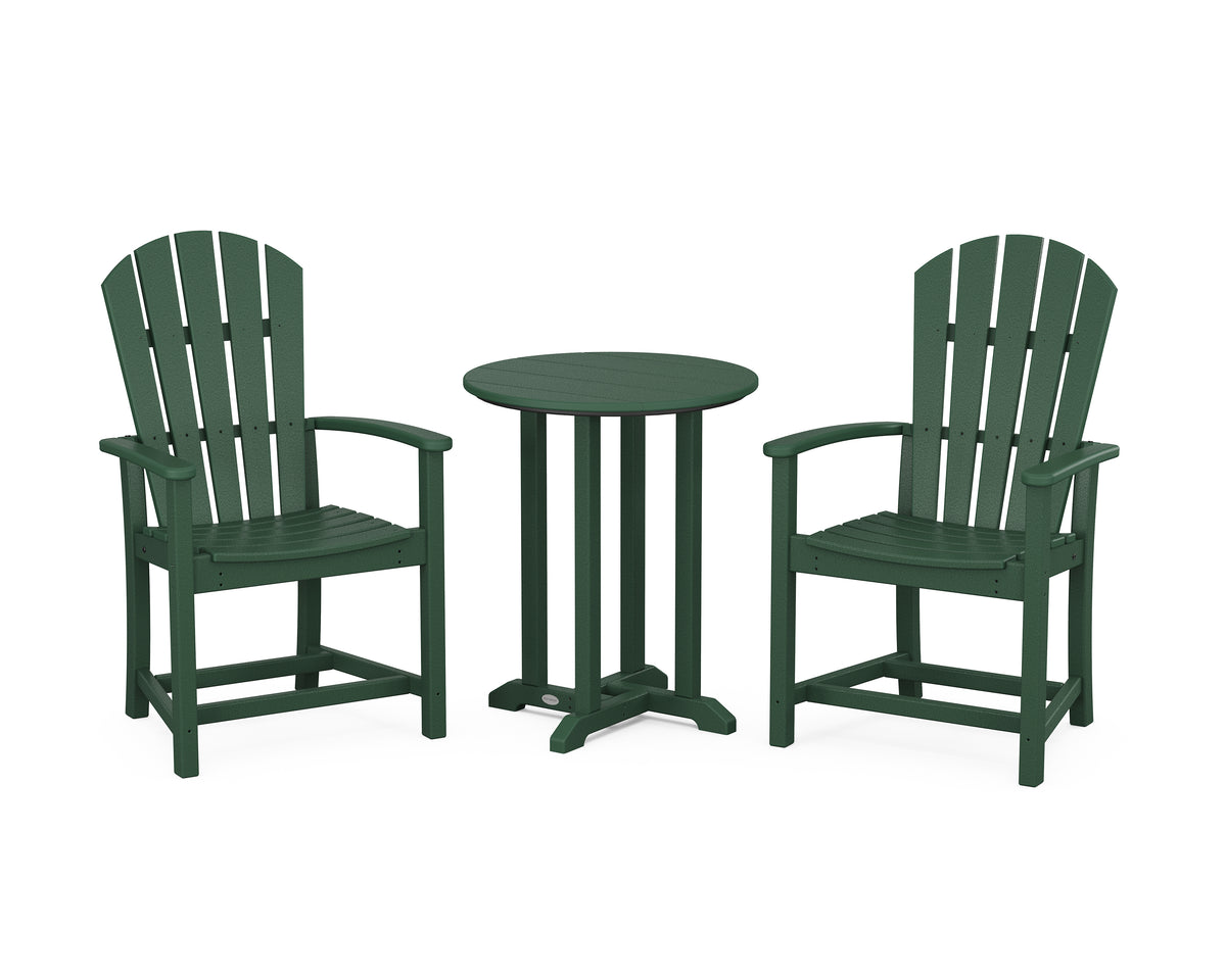POLYWOOD Palm Coast 3-Piece Round Farmhouse Bistro Dining Set in Green