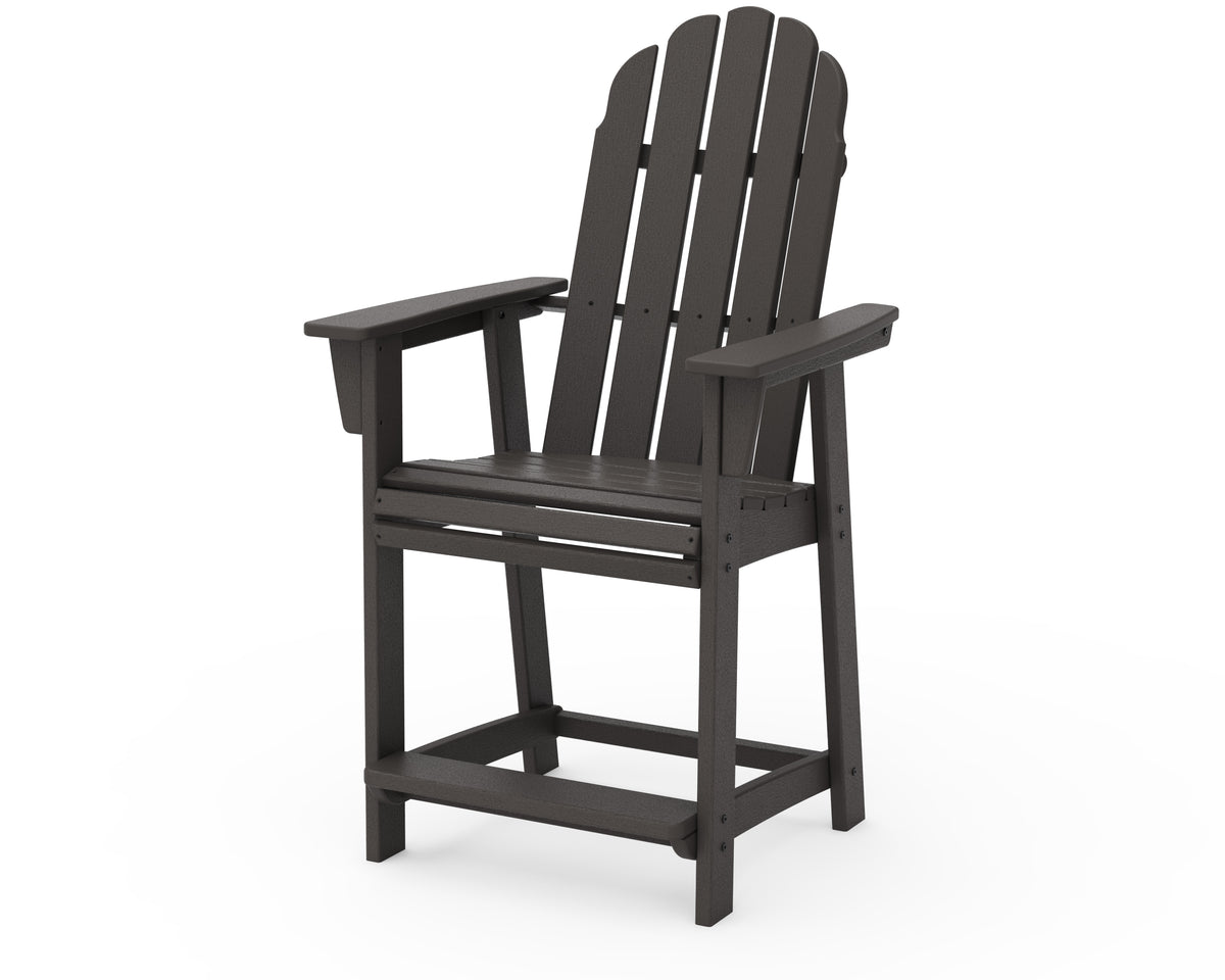 POLYWOOD Vineyard Curveback Adirondack Counter Chair in Vintage Coffee