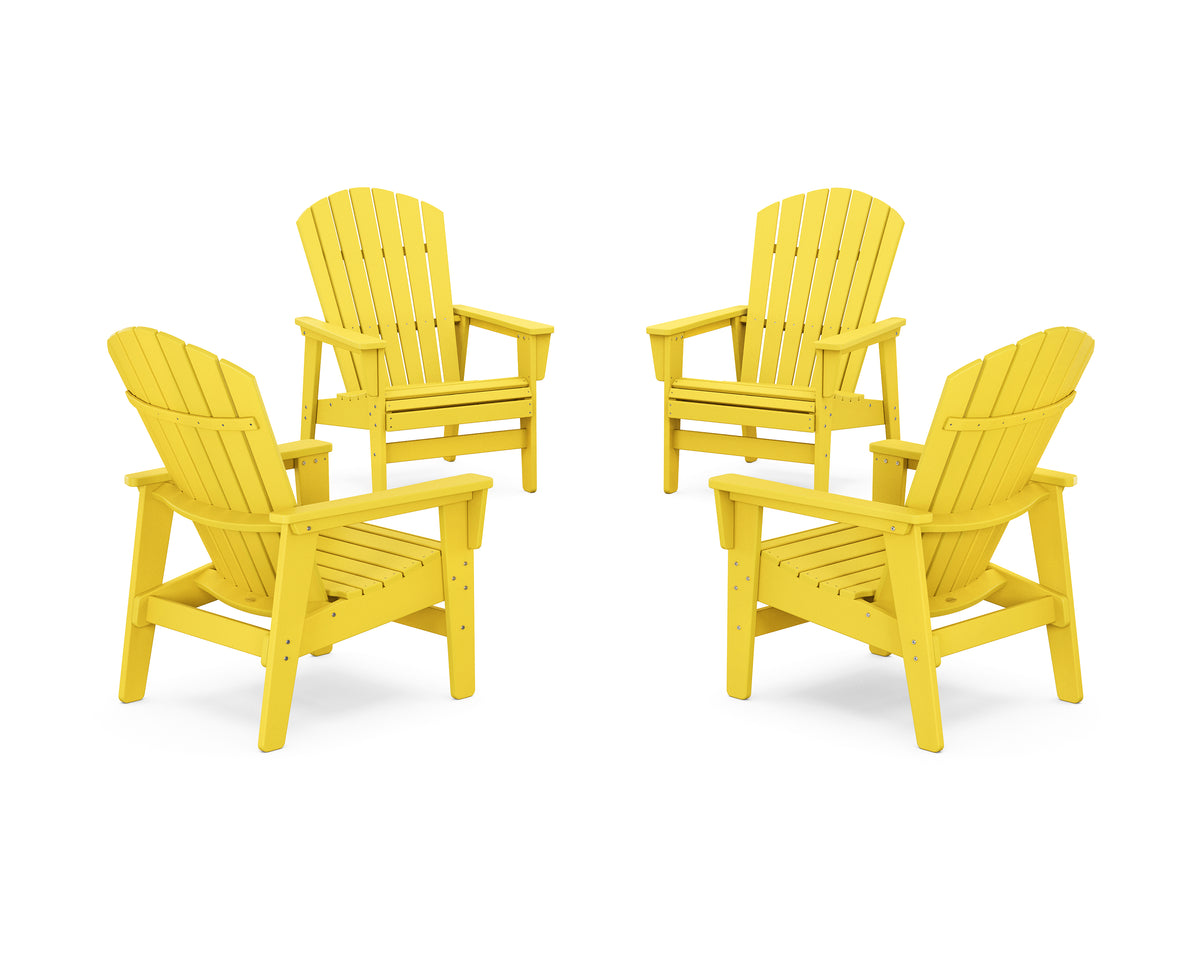 POLYWOOD 4-Piece Nautical Grand Upright Adirondack Chair Conversation Set in Lemon