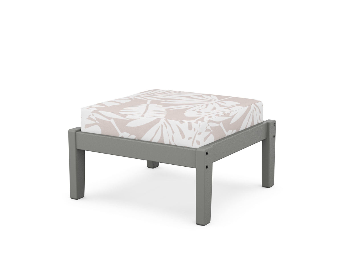 POLYWOOD Deep Seating Ottoman in Slate Grey / Leaf Dune Burlap