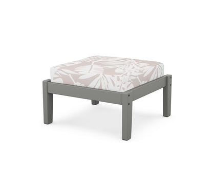 POLYWOOD Deep Seating Ottoman in Slate Grey / Leaf Dune Burlap