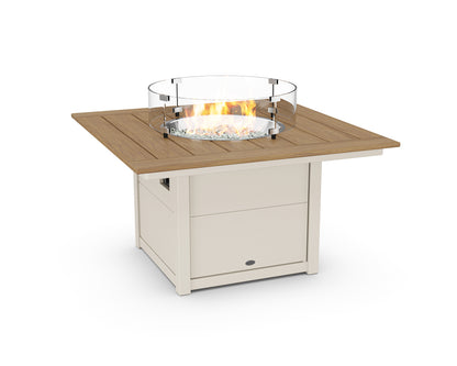 POLYWOOD Square 42" Fire Pit Table in Sand / Natural