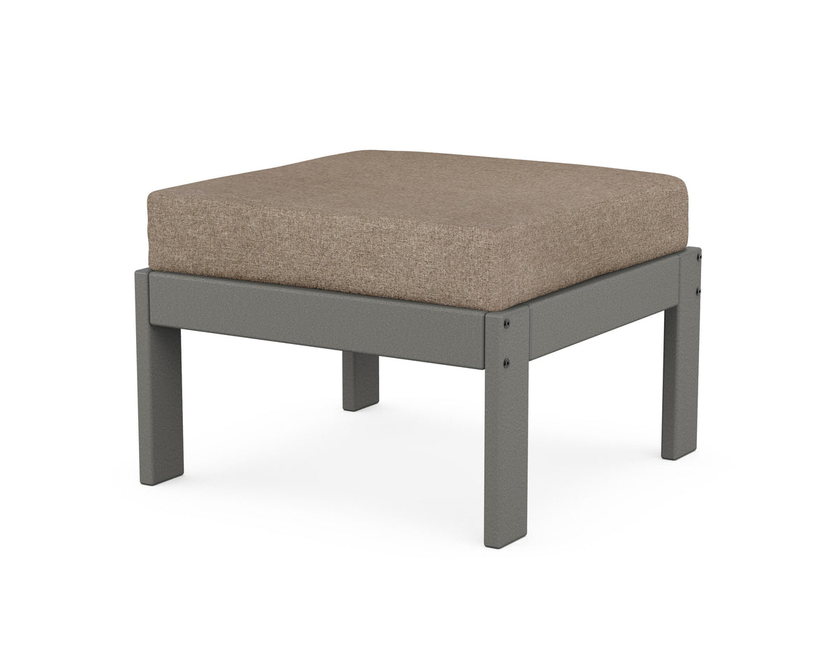 POLYWOOD Vineyard Modular Ottoman in Slate Grey / Spiced Burlap
