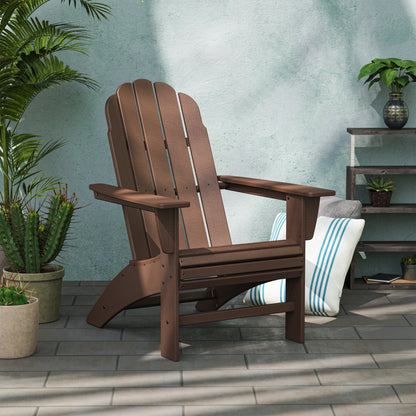 POLYWOOD Vineyard Curveback Adirondack Chair in Mahogany styled outdoors