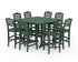 POLYWOOD Savannah 9-Piece Square Bar Set with Trestle Legs in Green