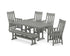 POLYWOOD Acadia 6-Piece Farmhouse Dining Set with Bench in Slate Grey