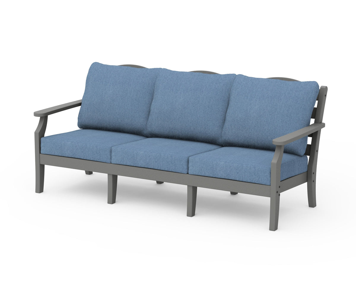 POLYWOOD Savannah Deep Seating Sofa in Slate Grey / Sky Blue