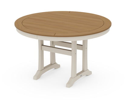 POLYWOOD Nautical Trestle 48" Round Dining Table in Sand / Natural