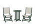 POLYWOOD Coastal Folding Side Chair 3-Piece Round Bistro Dining Set in Green / Birch