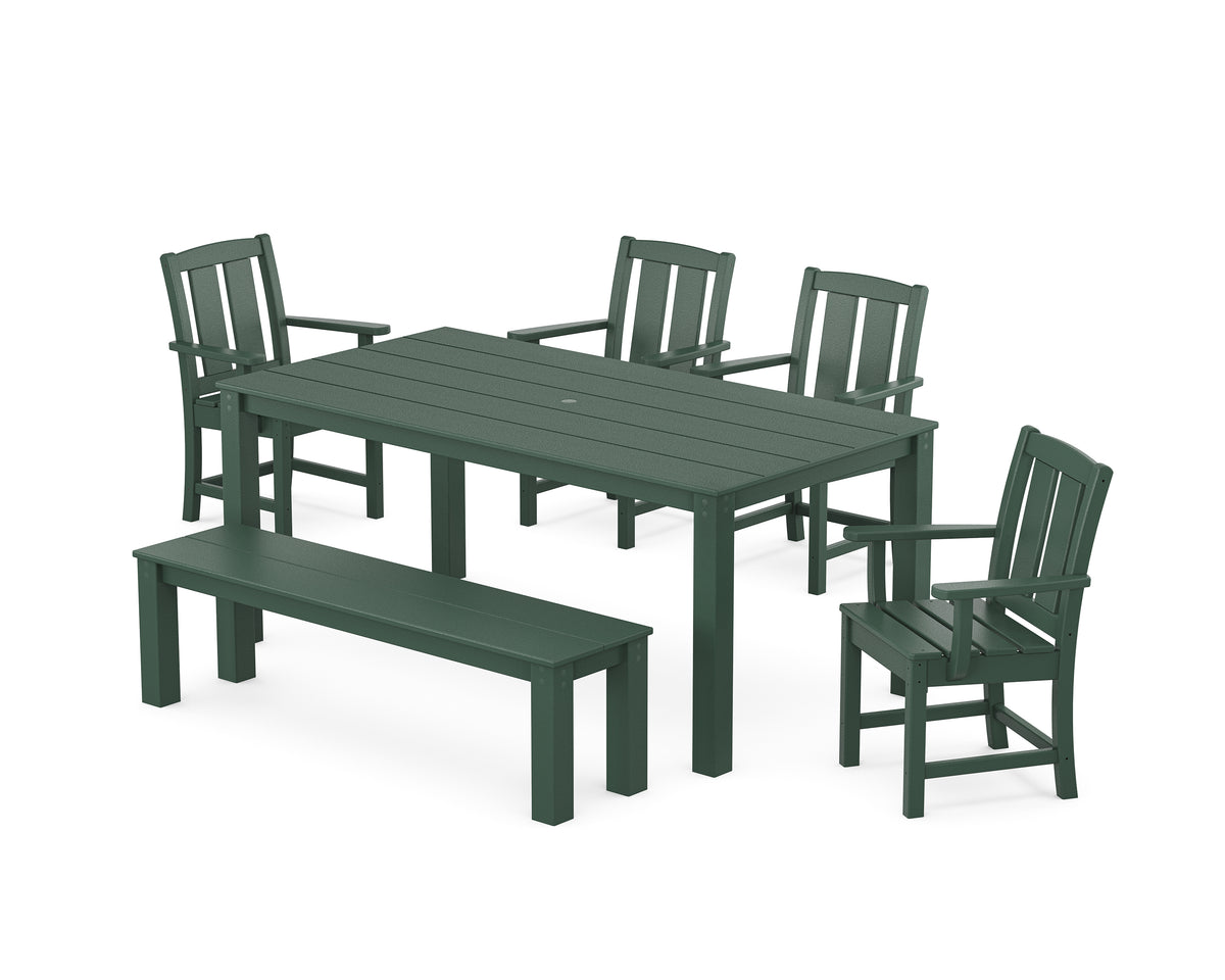 POLYWOOD Mission 6-Piece Parsons Dining Set with Bench in Green