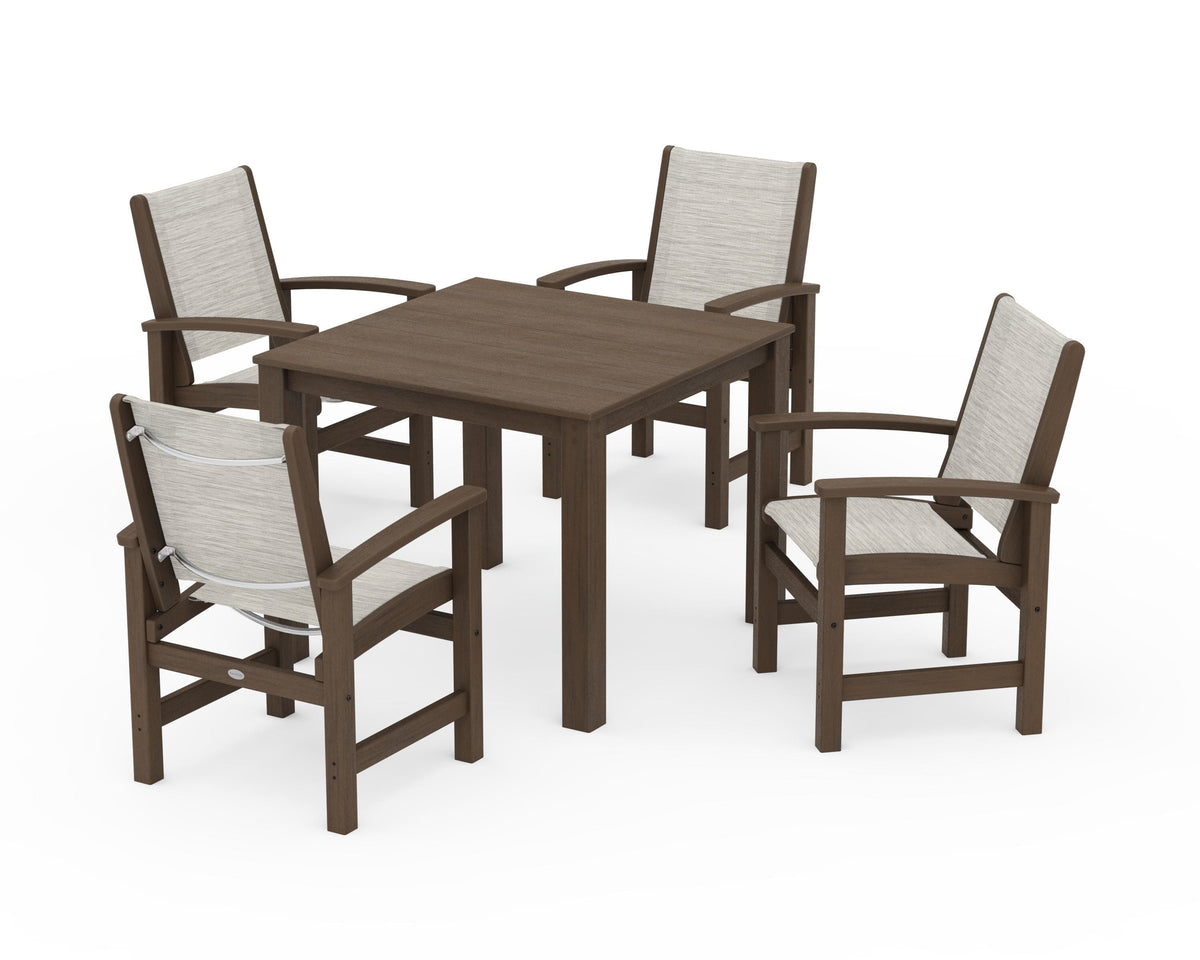 POLYWOOD Coastal 5-Piece Parsons Dining Set in Kona / Birch