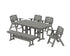 POLYWOOD Nautical Lowback 6-Piece Dining Set with Bench in Slate Grey