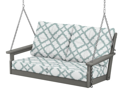 POLYWOOD Vineyard Deep Seating Swing in Slate Grey / Trellis Glacier Spa