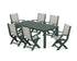 POLYWOOD Coastal Folding Chair 7-Piece Parsons Dining Set in Green / Birch