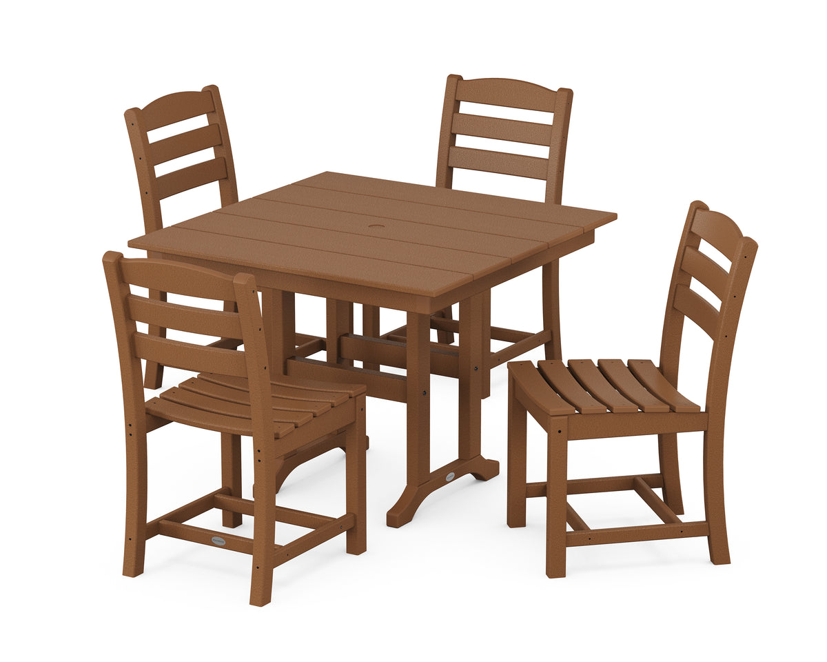 POLYWOOD La Casa Café Side Chair 5-Piece Farmhouse Dining Set in Teak