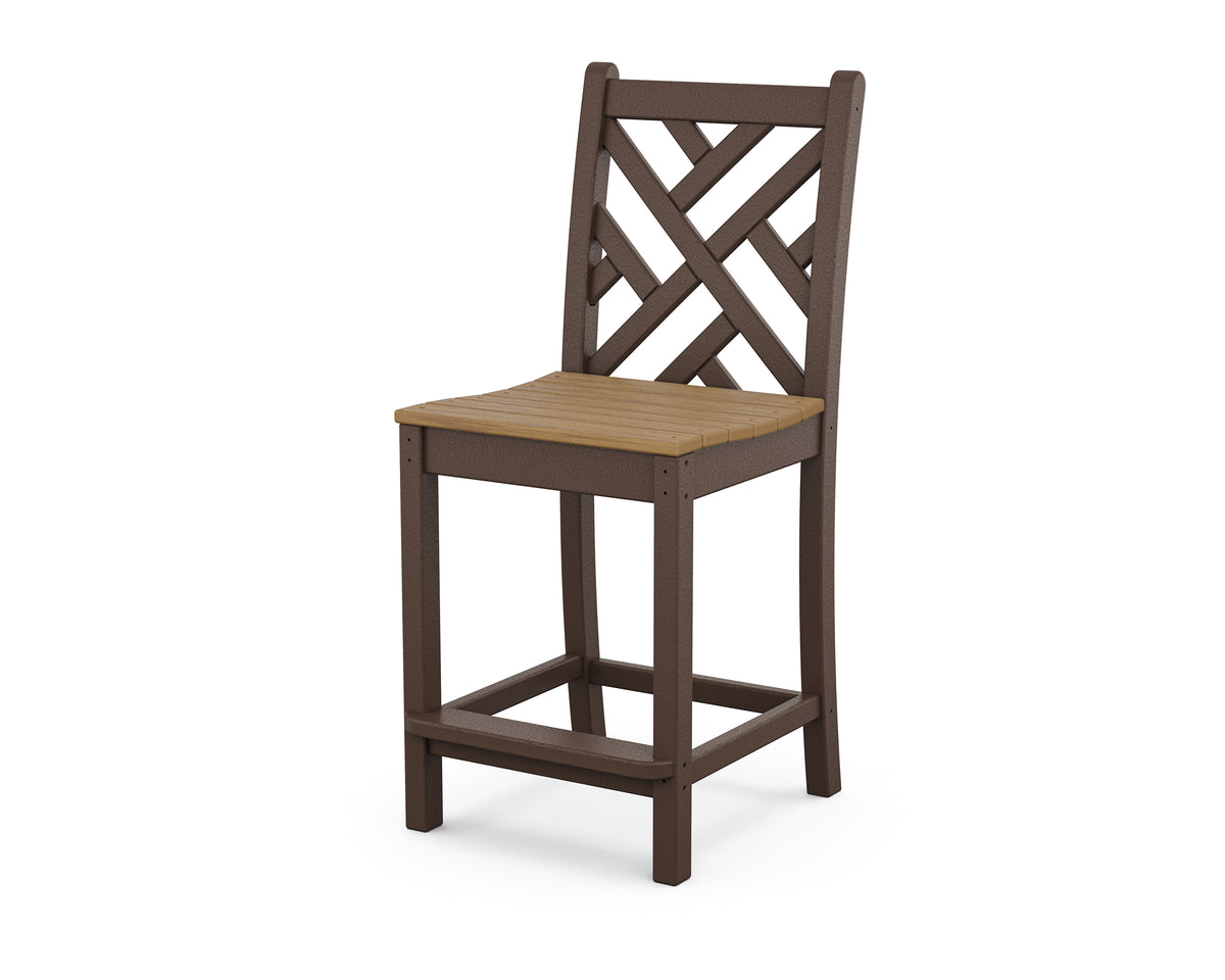 POLYWOOD Chippendale Counter Side Chair in Mahogany / Natural