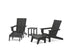 POLYWOOD 5-Piece Modern Studio Adirondack Set with Ottomans and Side Table in Black