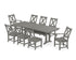 POLYWOOD Braxton 9-Piece Farmhouse Dining Set with Trestle Legs in Slate Grey