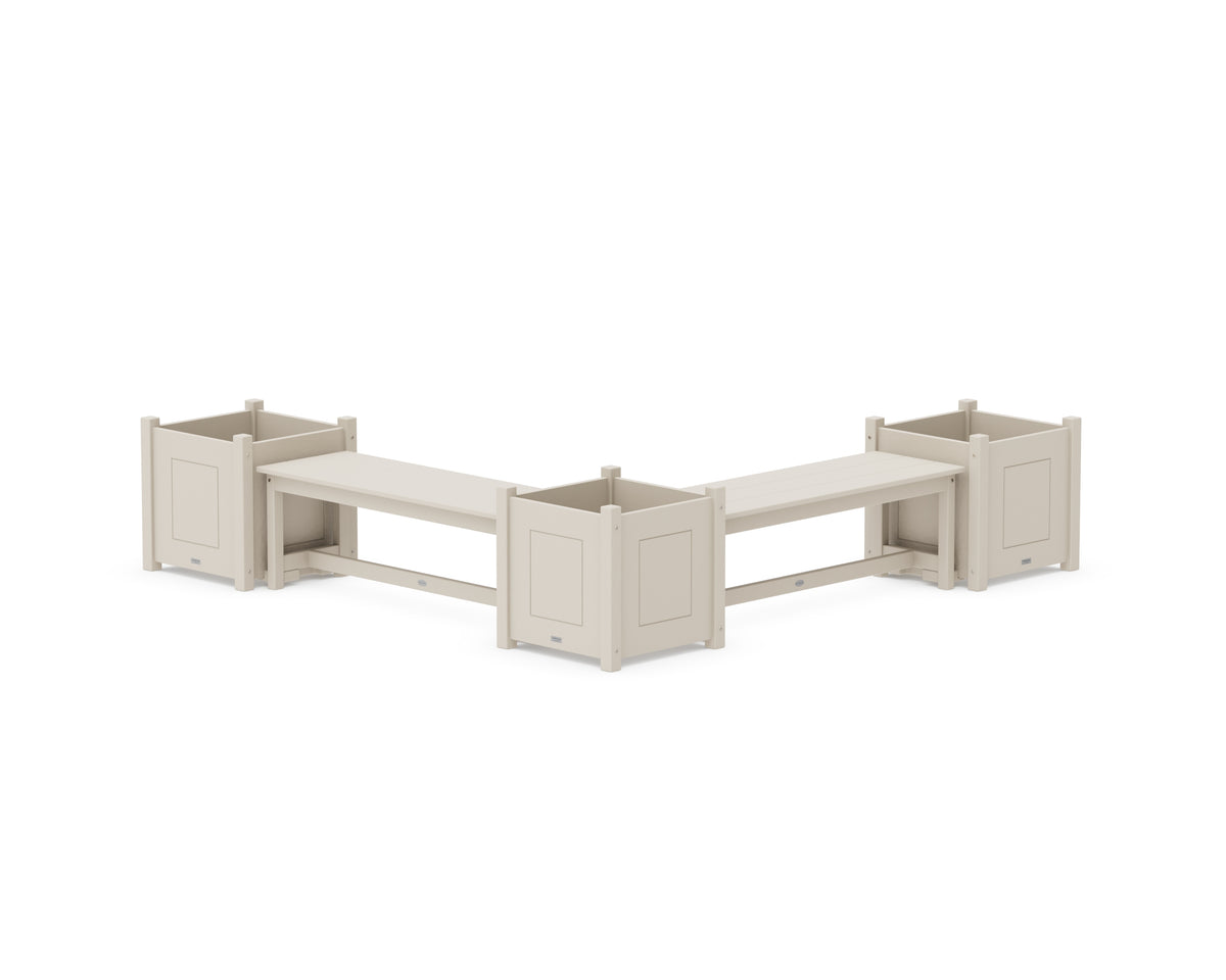 POLYWOOD 48" Country Living L-Shaped Planter Bench Corner Set - Large in Sand