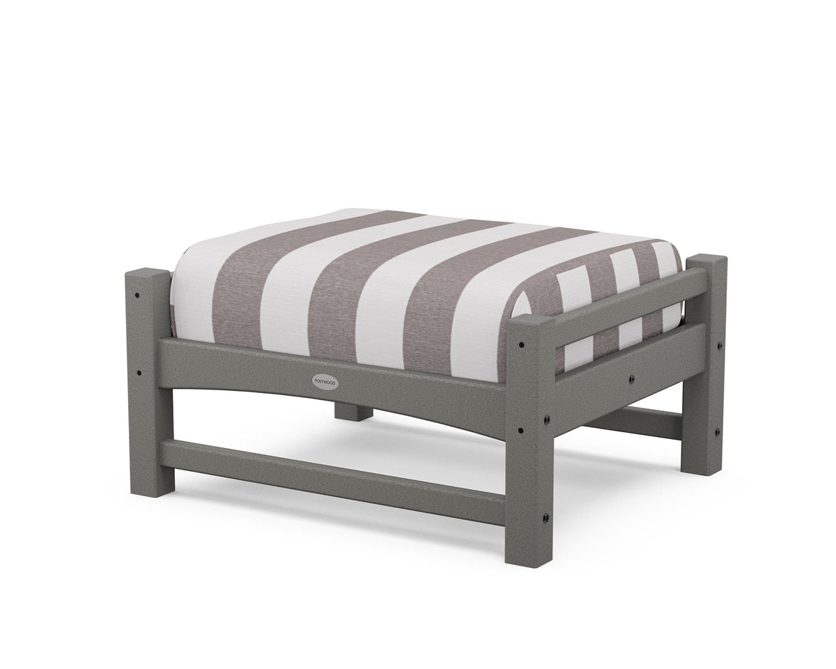 POLYWOOD Club Ottoman in Slate Grey / Cabana Stripe Grey Mist