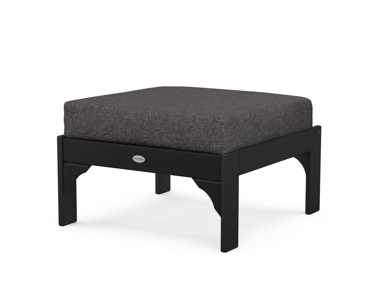 POLYWOOD Vineyard Deep Seating Ottoman in Black / Ash Charcoal