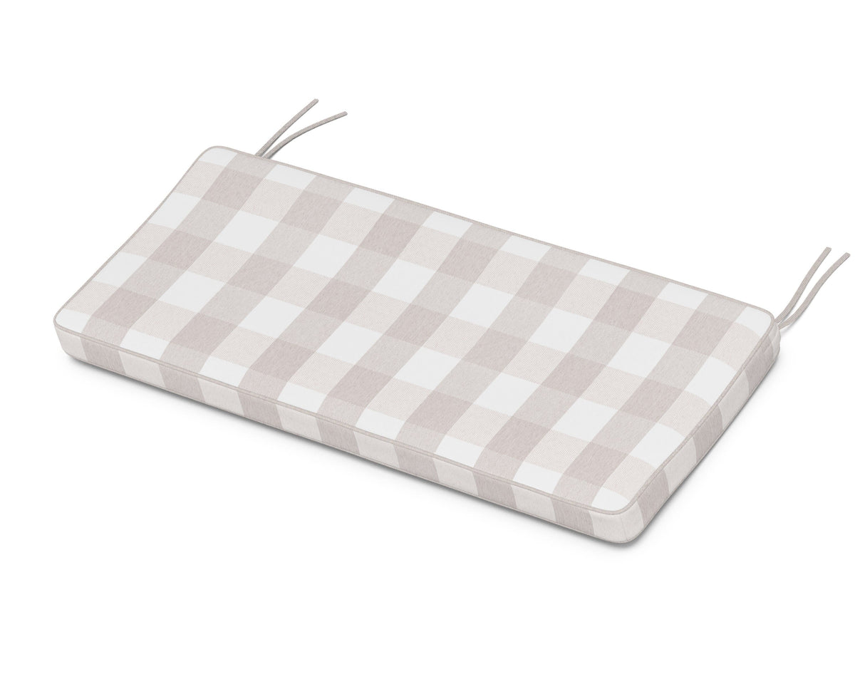 POLYWOOD Chinoiserie 48" Bench Seat Cushion in Buffalo Plaid Dune Burlap