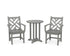 POLYWOOD Chippendale 3-Piece Round Bistro Dining Set in Slate Grey