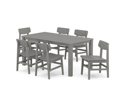 POLYWOOD Modern Studio Urban Chair 7-Piece Parsons Table Dining Set in Slate Grey