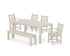 POLYWOOD Chippendale 6-Piece Parsons Dining Set with Bench with Chippendale Dining Side Chair in Sand