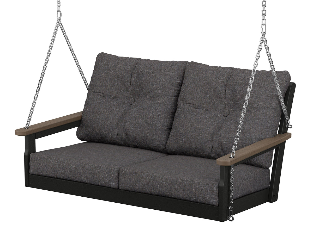 POLYWOOD Vineyard Deep Seating Swing in Black / Kona / Ash Charcoal